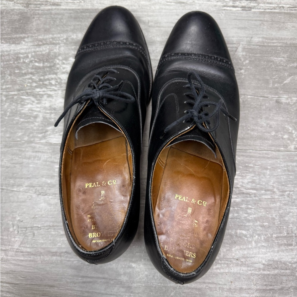 Peal & Co. Black Cap Toe Oxfords Dress Shoes 8.5 D - Picture 7 of 9